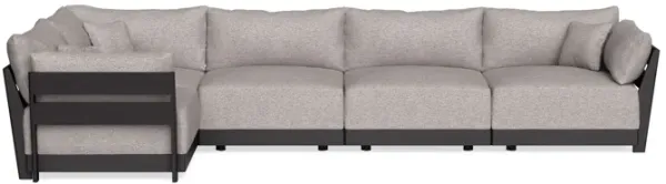 Modular Bondi Black 5-Seater L-Sectional in Heathered Taupe | Memory Foam Blend