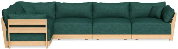 Modular Bondi Latte 5-Seater L-Sectional in Forest Green | Memory Foam Blend