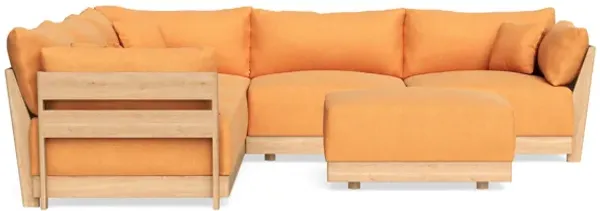 Modular Bondi Latte 5-Seater Corner Sectional + Ottoman in Tangerine | Memory Foam Blend