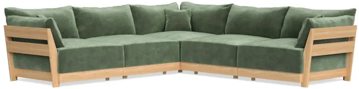 Modular Bondi Latte 5-Seater Corner Sectional in Rosemary | Memory Foam Blend