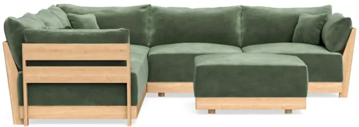 Modular Bondi Latte 5-Seater Corner Sectional + Ottoman in Rosemary | Memory Foam Blend