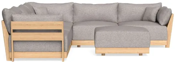 Modular Bondi Latte 5-Seater Corner Sectional + Ottoman in Heathered Taupe | Memory Foam Blend