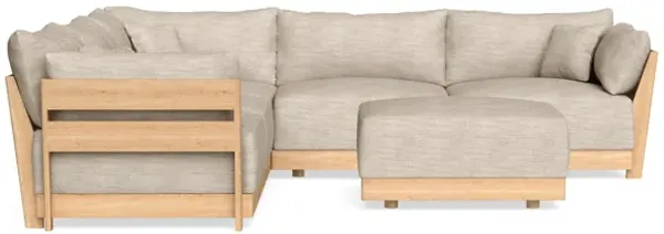 Modular Bondi Latte 5-Seater Corner Sectional + Ottoman in Wheat | Memory Foam Blend