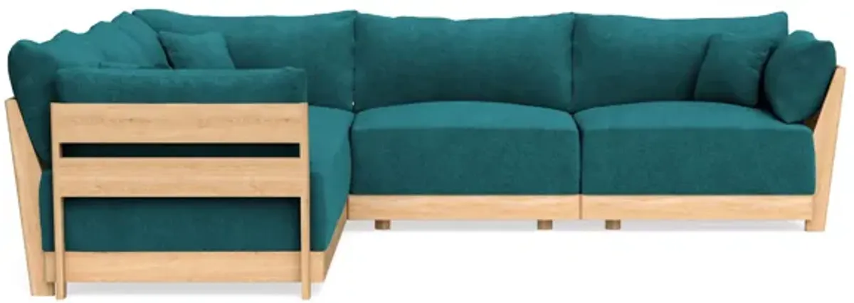 Modular Bondi Latte 5-Seater Corner Sectional in Ocean | Memory Foam Blend