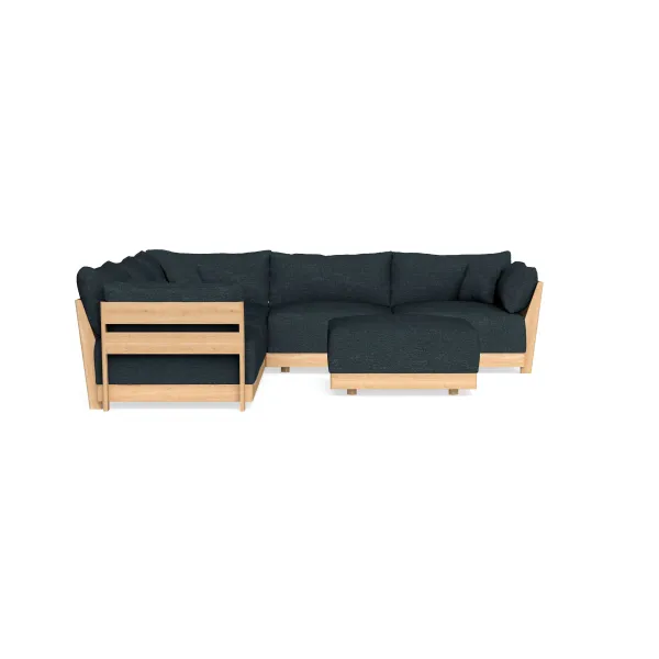 Modular Bondi Latte 5-Seater Corner Sectional + Ottoman in Arctic Navy | Memory Foam Blend