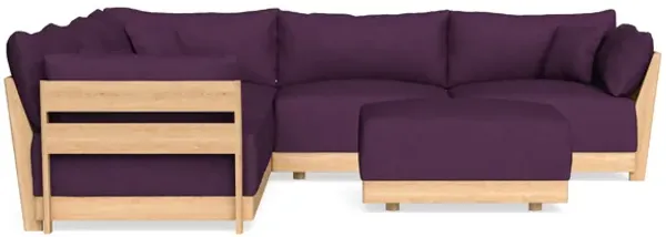 Modular Bondi Latte 5-Seater Corner Sectional + Ottoman in Aubergine | Memory Foam Blend