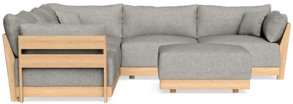 Modular Bondi Latte 5-Seater Corner Sectional + Ottoman in Fog | Memory Foam Blend