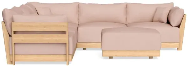 Modular Bondi Latte 5-Seater Corner Sectional + Ottoman in Rose Quartz | Memory Foam Blend