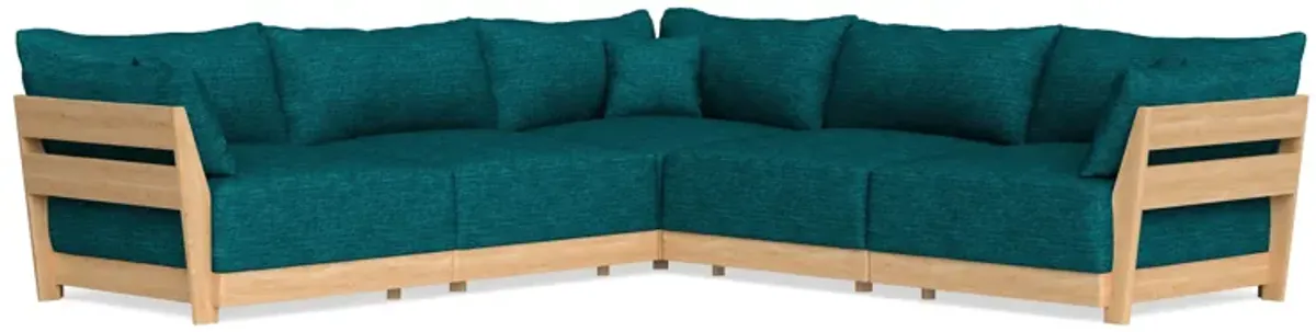 Modular Bondi Latte 5-Seater Corner Sectional in Marine Teal | Memory Foam Blend