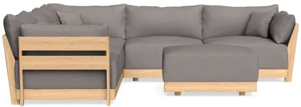 Modular Bondi Latte 5-Seater Corner Sectional + Ottoman in Cement | Memory Foam Blend