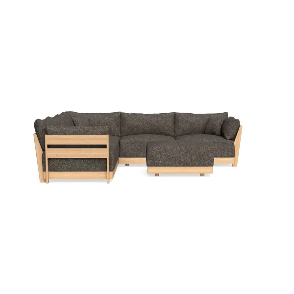 Modular Bondi Latte 5-Seater Corner Sectional + Ottoman in Eclipse | Memory Foam Blend