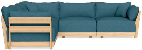 Modular Bondi Latte 5-Seater Corner Sectional in Aegean Blue | Memory Foam Blend