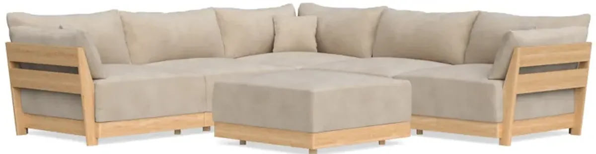 Modular Bondi Latte 5-Seater Corner Sectional + Ottoman in Oyster | Memory Foam Blend