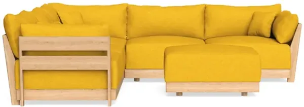 Modular Bondi Latte 5-Seater Corner Sectional + Ottoman in Sunflower | Memory Foam Blend