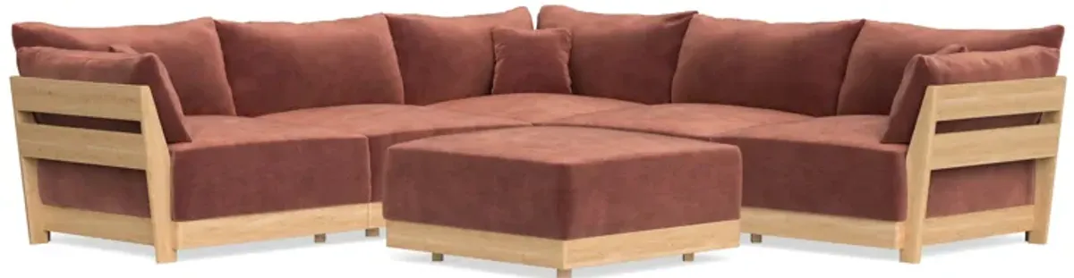 Modular Bondi Latte 5-Seater Corner Sectional + Ottoman in Spice | Memory Foam Blend