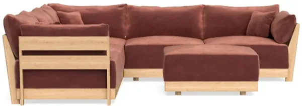 Modular Bondi Latte 5-Seater Corner Sectional + Ottoman in Spice | Memory Foam Blend