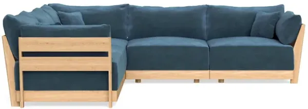 Modular Bondi Latte 5-Seater Corner Sectional in Oxford Blue | Memory Foam Blend