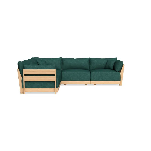 Modular Bondi Latte 5-Seater Corner Sectional in Forest Green | Memory Foam Blend