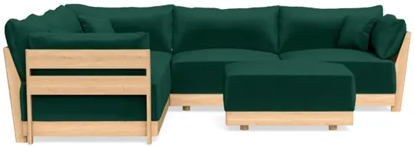 Modular Bondi Latte 5-Seater Corner Sectional + Ottoman in Evergreen | Memory Foam Blend