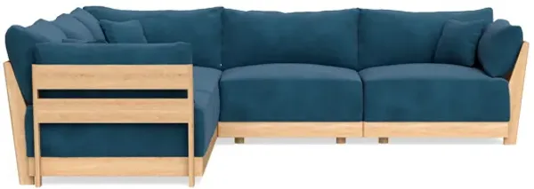 Modular Bondi Latte 5-Seater Corner Sectional in Commodore Blue | Memory Foam Blend