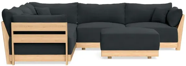 Modular Bondi Latte 5-Seater Corner Sectional + Ottoman in Obsidian | Memory Foam Blend