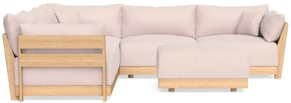 Modular Bondi Latte 5-Seater Corner Sectional + Ottoman in Peony | Memory Foam Blend
