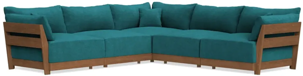 Modular Bondi Espresso 5-Seater Corner Sectional in Ocean | Memory Foam Blend
