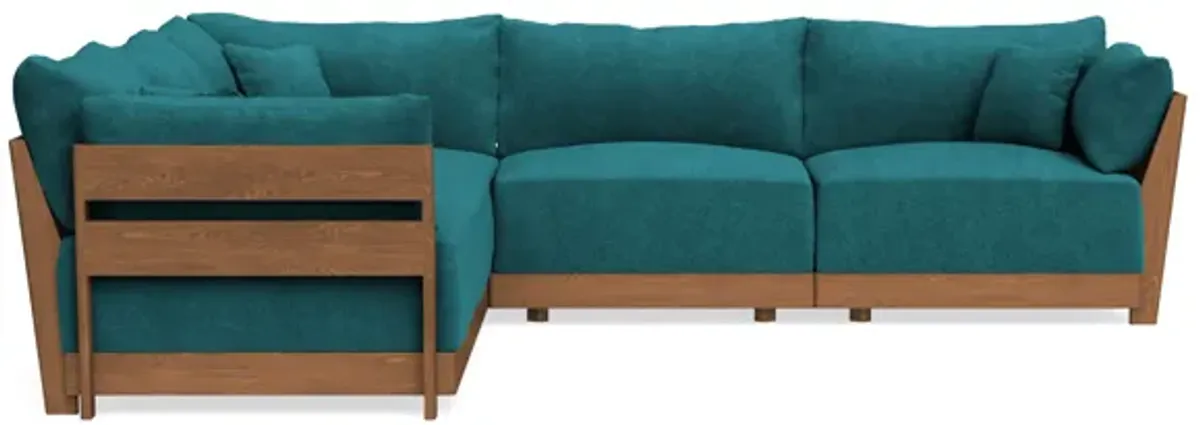 Modular Bondi Espresso 5-Seater Corner Sectional in Ocean | Memory Foam Blend