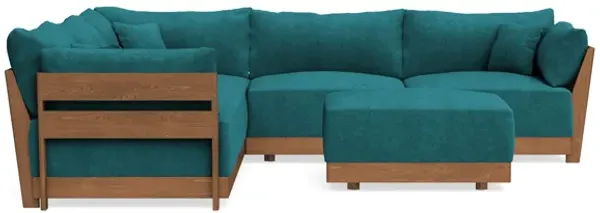 Modular Bondi Espresso 5-Seater Corner Sectional + Ottoman in Ocean | Memory Foam Blend
