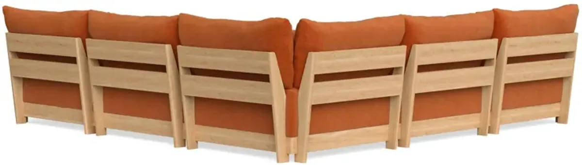 Modular Bondi Latte 5-Seater Corner Sectional + Ottoman in Terracotta | Memory Foam Blend