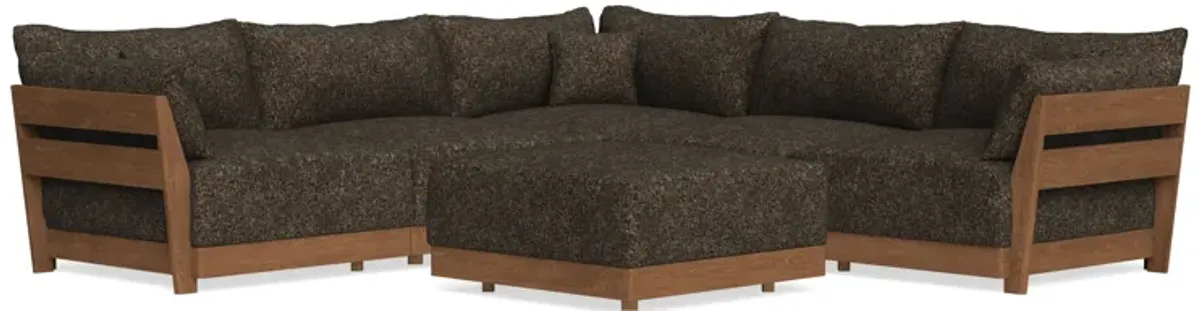 Modular Bondi Espresso 5-Seater Corner Sectional + Ottoman in Phantom | Memory Foam Blend