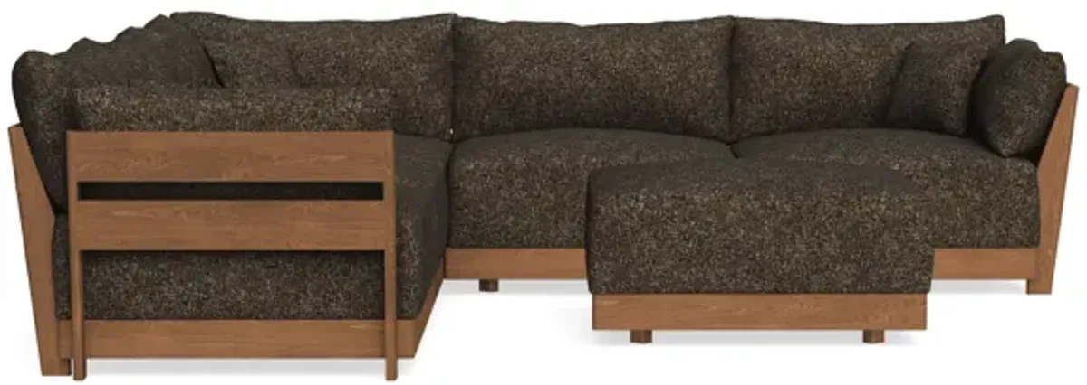 Modular Bondi Espresso 5-Seater Corner Sectional + Ottoman in Phantom | Memory Foam Blend