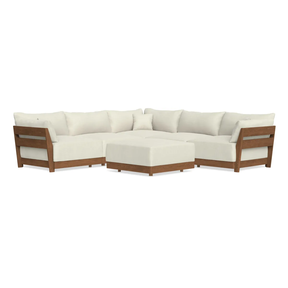 Modular Bondi Espresso 5-Seater Corner Sectional + Ottoman in Eggshell | Memory Foam Blend