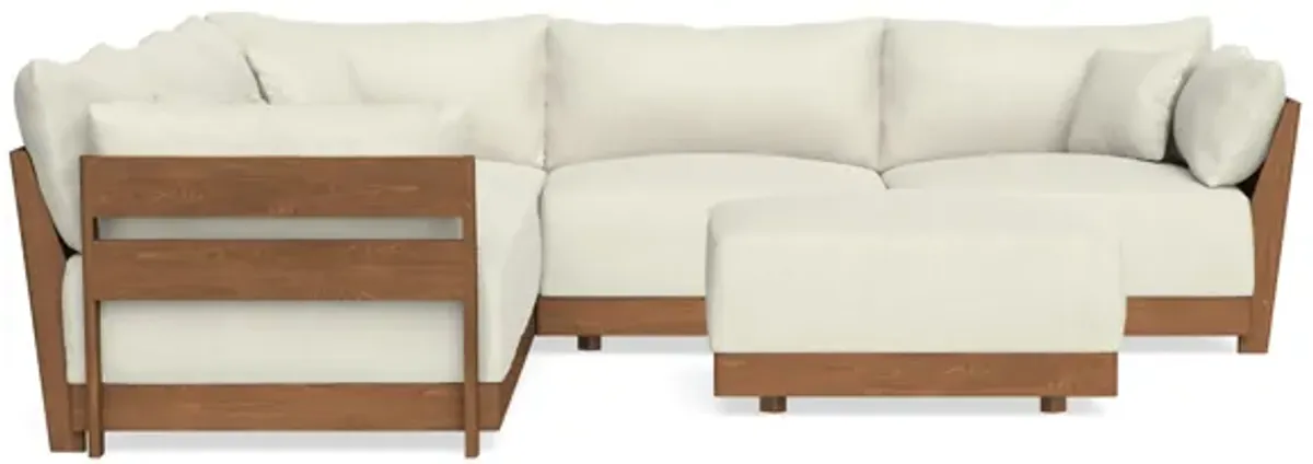 Modular Bondi Espresso 5-Seater Corner Sectional + Ottoman in Eggshell | Memory Foam Blend