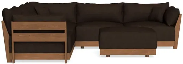 Modular Bondi Espresso 5-Seater Corner Sectional + Ottoman in Espresso | Memory Foam Blend