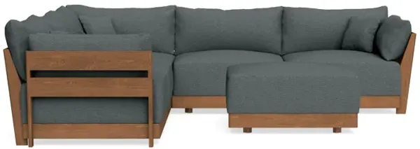 Modular Bondi Espresso 5-Seater Corner Sectional + Ottoman in Stone | Memory Foam Blend