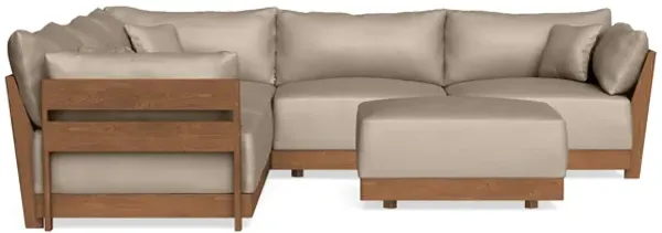 Modular Bondi Espresso 5-Seater Corner Sectional + Ottoman in Oat | Memory Foam Blend