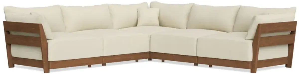 Modular Bondi Espresso 5-Seater Corner Sectional in Parchment | Memory Foam Blend