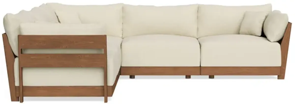 Modular Bondi Espresso 5-Seater Corner Sectional in Parchment | Memory Foam Blend
