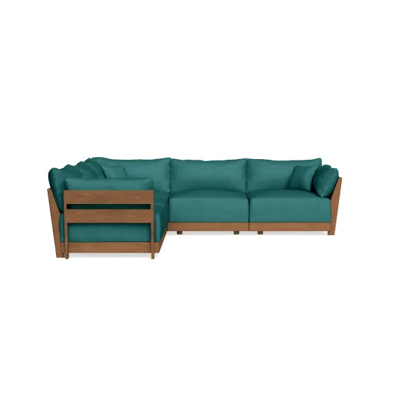 Modular Bondi Espresso 5-Seater Corner Sectional in Teal | Memory Foam Blend