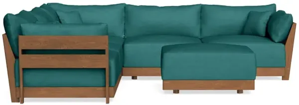 Modular Bondi Espresso 5-Seater Corner Sectional + Ottoman in Teal | Memory Foam Blend