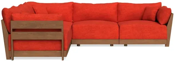 Modular Bondi Espresso 5-Seater Corner Sectional in Poppy Orange | Memory Foam Blend