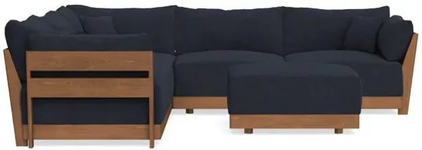 Modular Bondi Espresso 5-Seater Corner Sectional + Ottoman in Midnight | Memory Foam Blend
