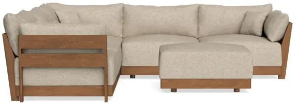 Modular Bondi Espresso 5-Seater Corner Sectional + Ottoman in Flax | Memory Foam Blend