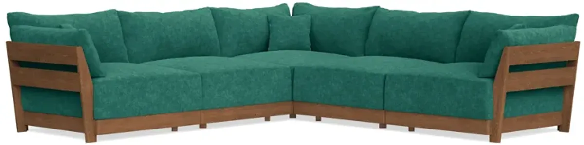 Modular Bondi Espresso 5-Seater Corner Sectional in Jade Green | Memory Foam Blend