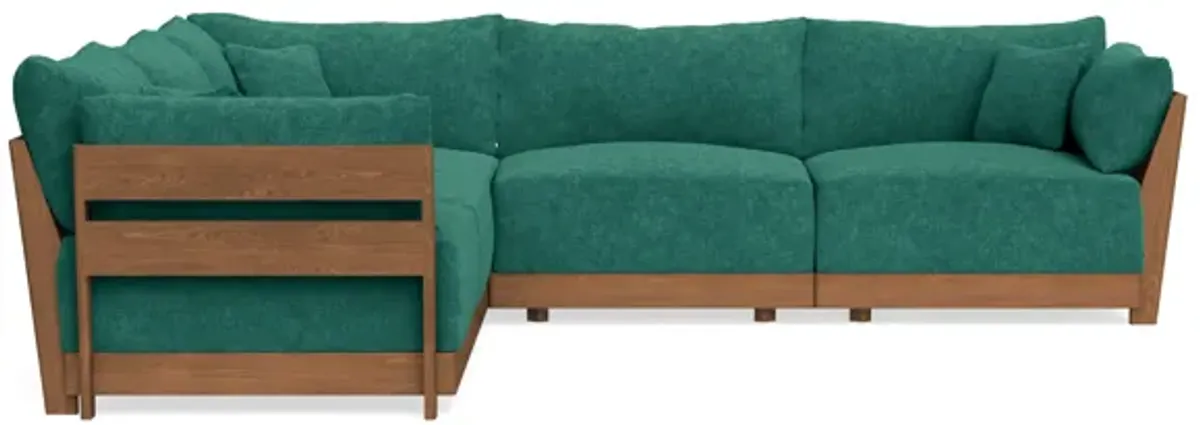 Modular Bondi Espresso 5-Seater Corner Sectional in Jade Green | Memory Foam Blend
