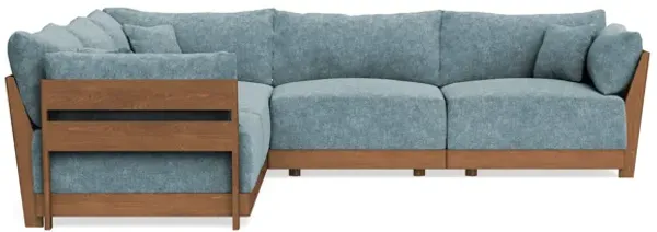 Modular Bondi Espresso 5-Seater Corner Sectional in Steel Blue | Memory Foam Blend