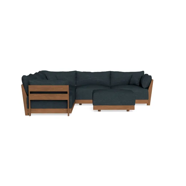 Modular Bondi Espresso 5-Seater Corner Sectional + Ottoman in Arctic Navy | Memory Foam Blend