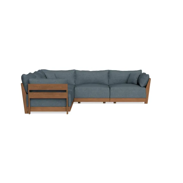 Modular Bondi Espresso 5-Seater Corner Sectional in Stone Blue | Memory Foam Blend