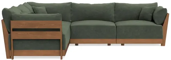 Modular Bondi Espresso 5-Seater Corner Sectional in Moss | Memory Foam Blend